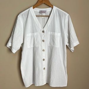 Vintage White Button Down with Decorative Buttons